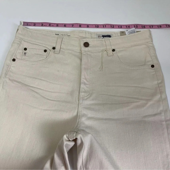 AG Jeans Womens Saige Jeans Size 32 High Rise Straight Leg 1 Year Cream NWT - Picture 11 of 14